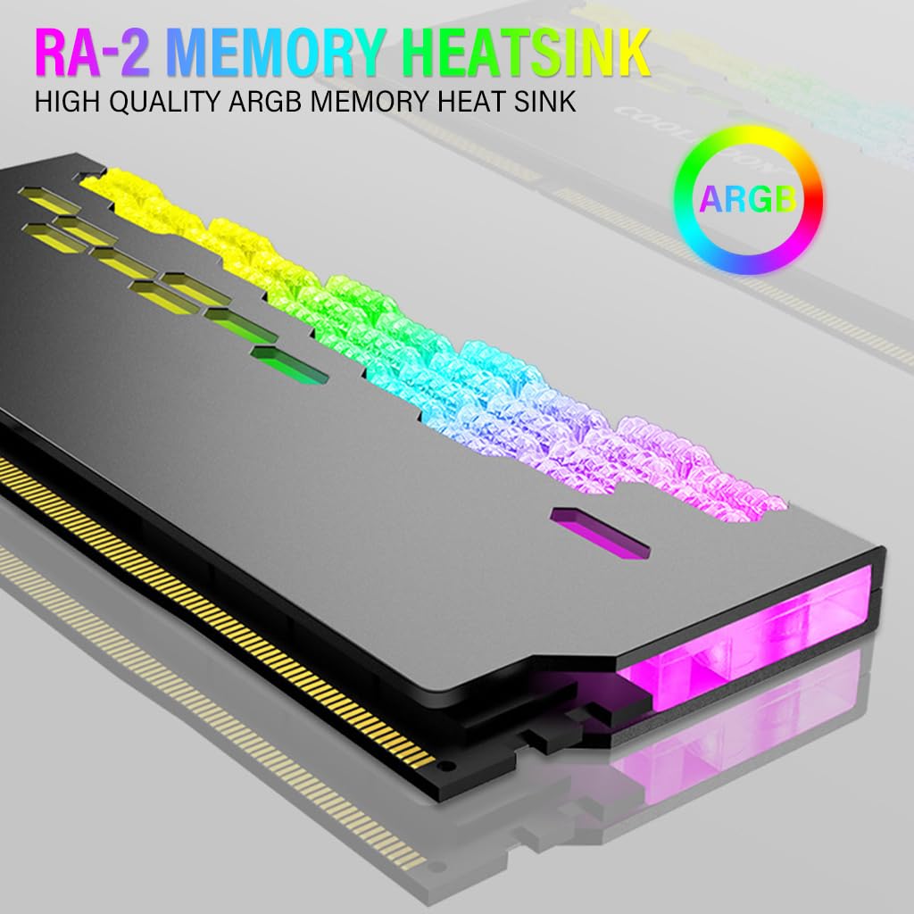 Verilux RAM Cooler for DDR3 and DDR4 with 10 LED ARGB Lighting | Aluminium Alloy Heatsink