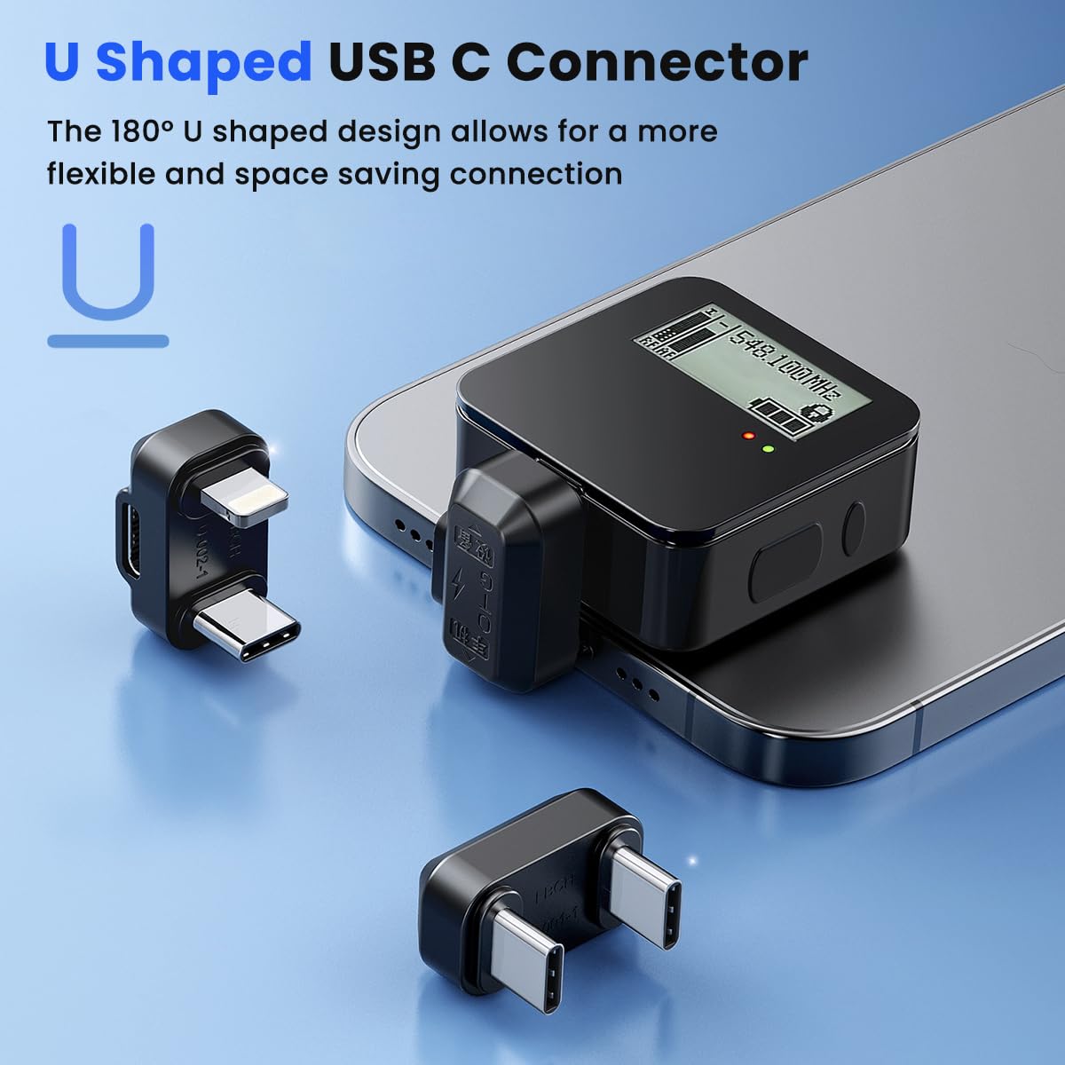 ZORBES® Lavalier Microphone USB Type-C to Type-C OTG Adapter, 180° U-Shaped USB-C Male to Female Connector, Fast Charging & 480mbps Data Transfer, Elbow Converter Compatible with DJI Mic Mini, Mic3
