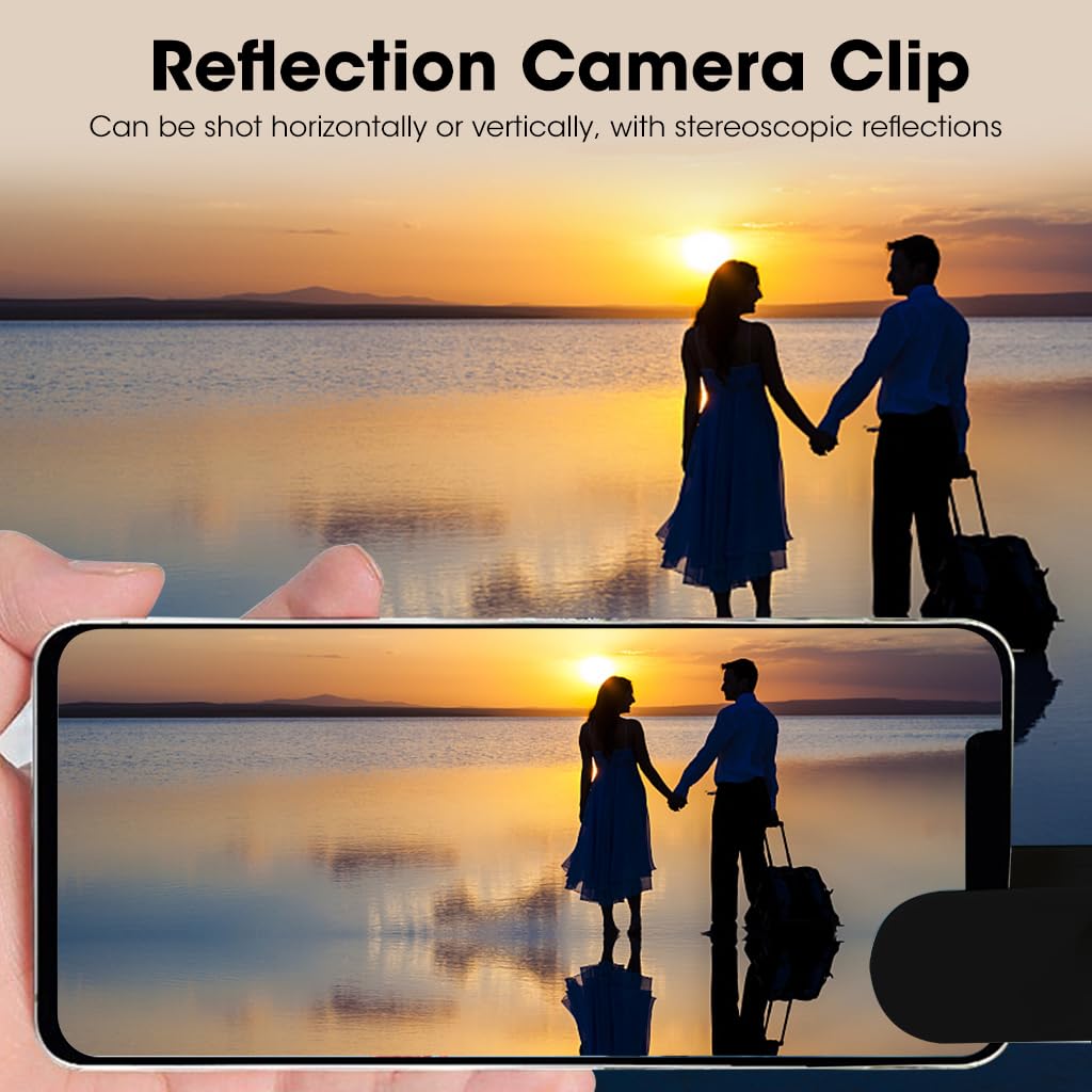 Zeitel® Smartphone Camera Reflection Mirror Clip Kit Mobile Phone Reflective Shooting Clip Sky Mirror Mobile Phone Reflective Camera Clip Reflector Adjustable Phone Camera Mirror Reflection Clip Kit