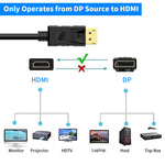 Verilux DisplayPort to HDMI Cable 6ft for Monitor & Projector with Latch Design | Gold-Plated Connectors Supporting 4K@30Hz