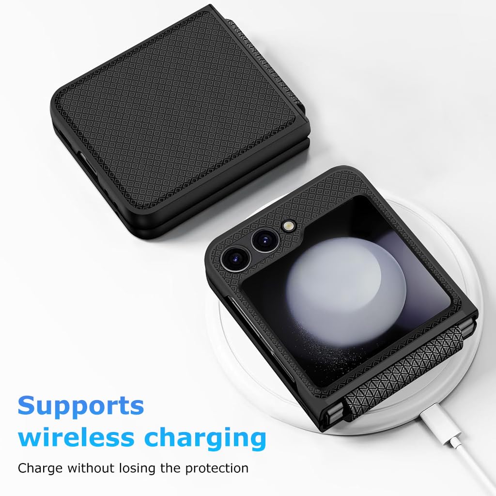 ZORBES® Compatible with Samsung Galaxy Z Flip 6 Folding Phone Case for Galaxy Z Flip 6 One-Piece Retractable Hinge Design Protective Anti-Slip Textured Fashion Phone Case with Cut-Out Outer Display