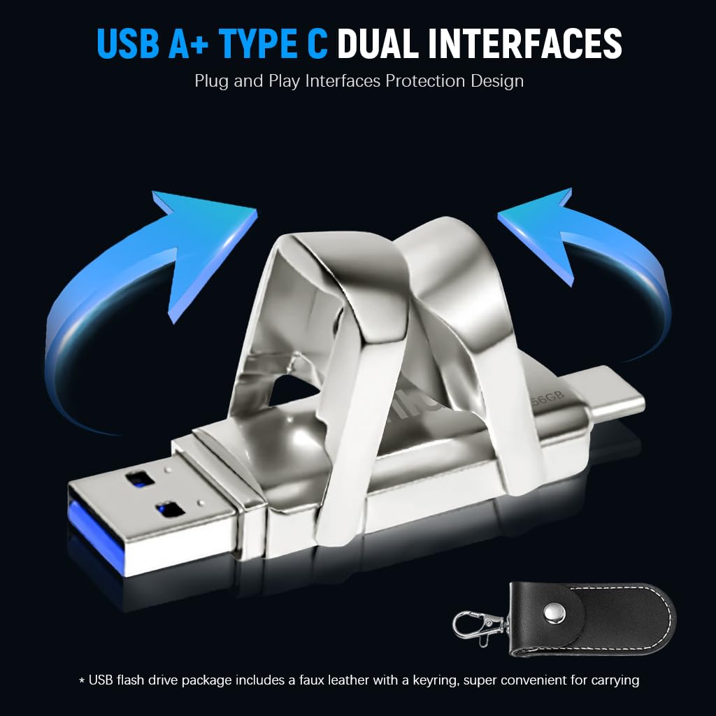 Verilux Pendrive 256GB for iPhone iPad Android PC with Dual USB C and A Ports | Frosted Metal Design