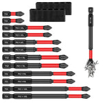 Serplex® Set of 12 TS2 Screwdriver Bit Heavy Duty S2 Alloy Steel Hex Shank TS2 Screwdriver Bits with 6 Length Bit for Impact Driver Electric,with Holder