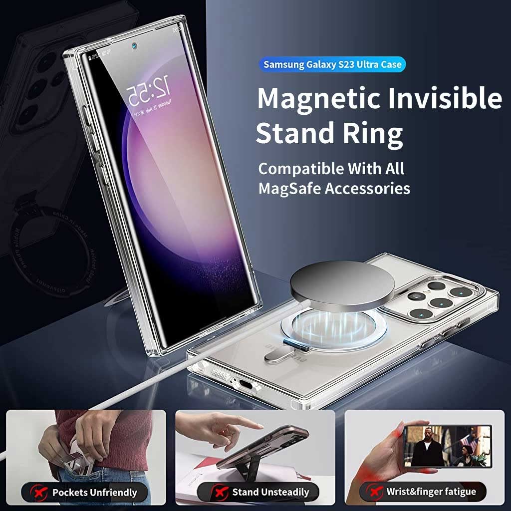 ZORBES® for S23 Ultra Case with Kickstand Ring, for S23 Ultra Samsung Cover (6.8''), for Samsung S23 Ultra Back Cover, S23 Ultra Cover S23 Back Cover Compatible with Magsafe Support Wireless Charging