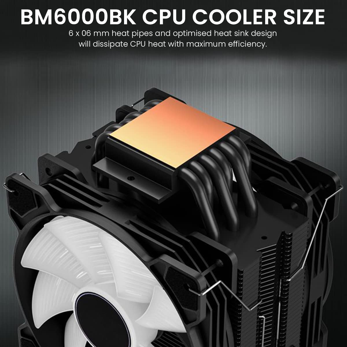 Verilux ARGB CPU Air Cooler with Dual 120mm PWM Fans and 6 Copper Heat Pipes | Intel & AMD