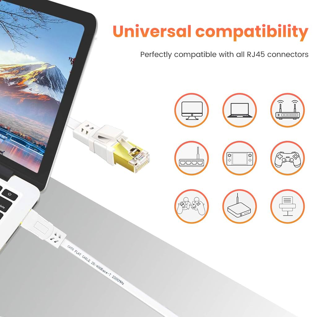 Verilux Cat8 Ethernet Cable for Router Xbox and Modem with RJ45 Connector 3 m 40 Gbps | 2000 MHz LAN Wire