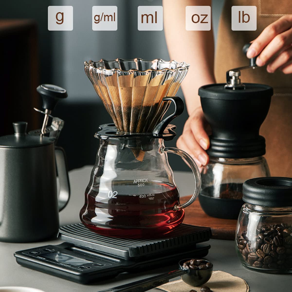 Verilux Digital Kitchen Scale for Coffee and Food with 3kg 0.1g Precision Sensor | Timer Function