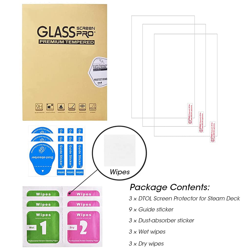 ZORBES® 3 Pack Steam Deck Screen Protector For Steam Deck 7Inch 2022 Release,9H Tempered Glass Film Easy Installation/Anti-Scratch/Hd Clear For Steam Deck New Version Steam Deck Accessories