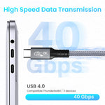 Verilux® USB C to USB C Cable USB 4 Cable PD 240WFast Charging Cable Data Cable Compatible Thunderbolt 4/3, Support 8K/6K@60Hz & 40Gbps Data Transfer for MacBook Pro/Air Samsung S22