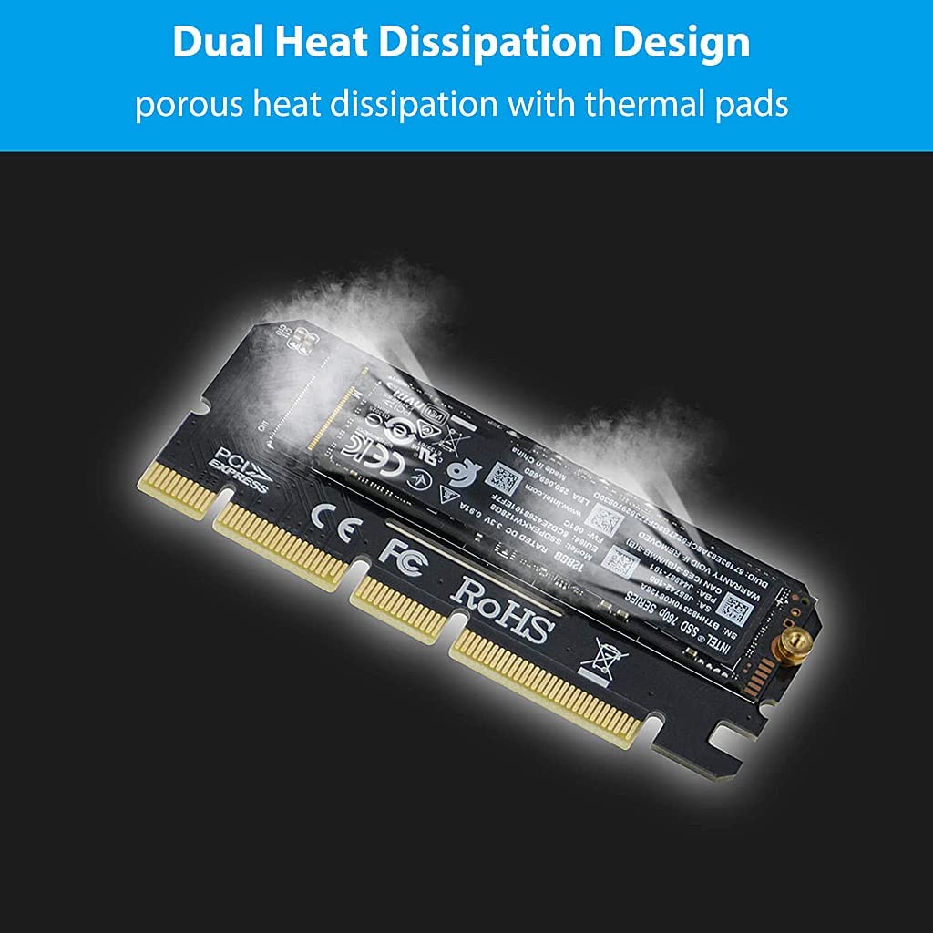 Verilux NVMe Adapter PCIe x16 for M.2 SSD 2230 2242 2260 2280 | with Gel Pad and Screwdriver