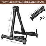 ZORBES® Guitar Floor Stand Folding Guitar Rack Stand Guitar Tripod Stand Acoustic Guitar Rack Stand Anti-Scratch Silicone Padded Design Universal Adjustable Guitar Stand for Ukulele, Bass, Violin