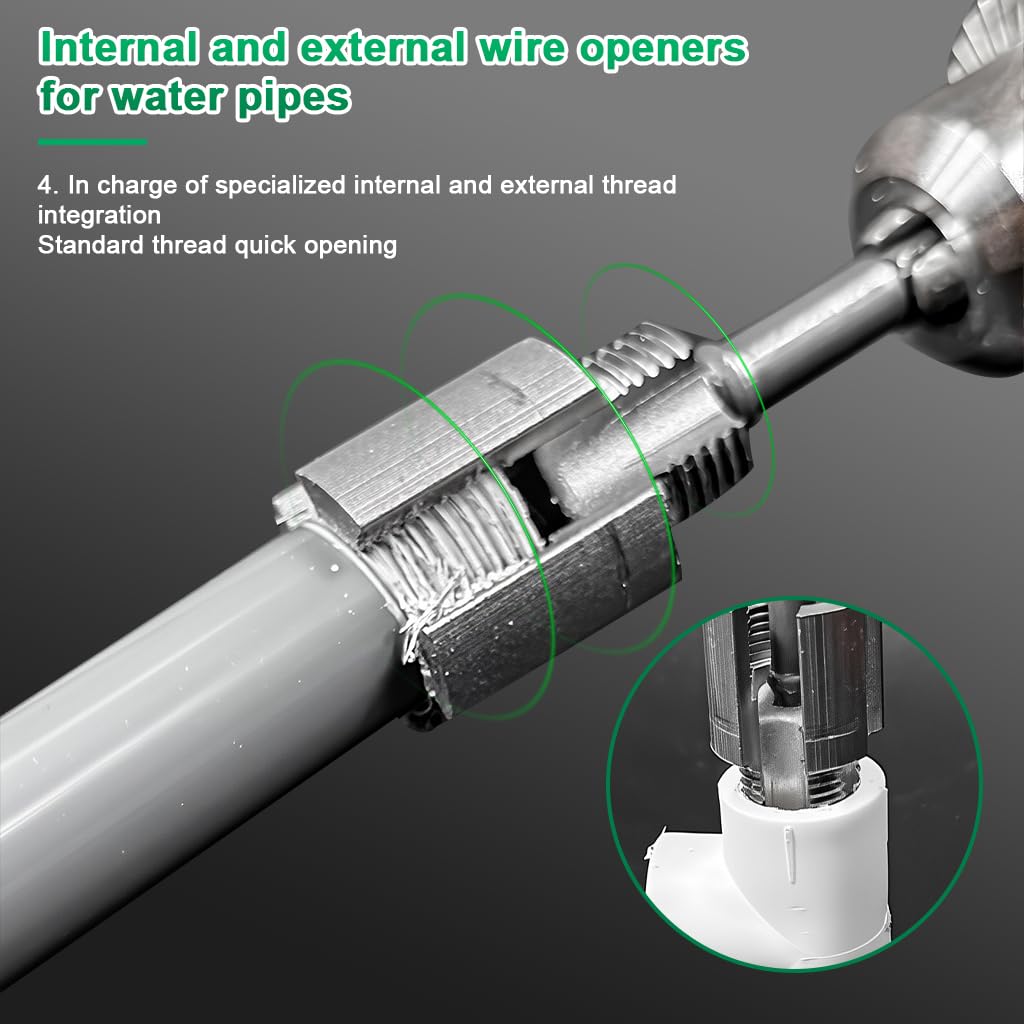 Serplex® 2Pcs Pipe Threading Die Heads for Electric Drill Use, 1/2" NPT & 3/4" NPT Pipe Threader Heads with Hex Shanks, Aluminum Alloy Plumbing Threading Die Heads