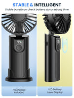 Verilux USB Handheld Fan for Travel and Office with 5000mAh Battery | Detachable Neck Strap