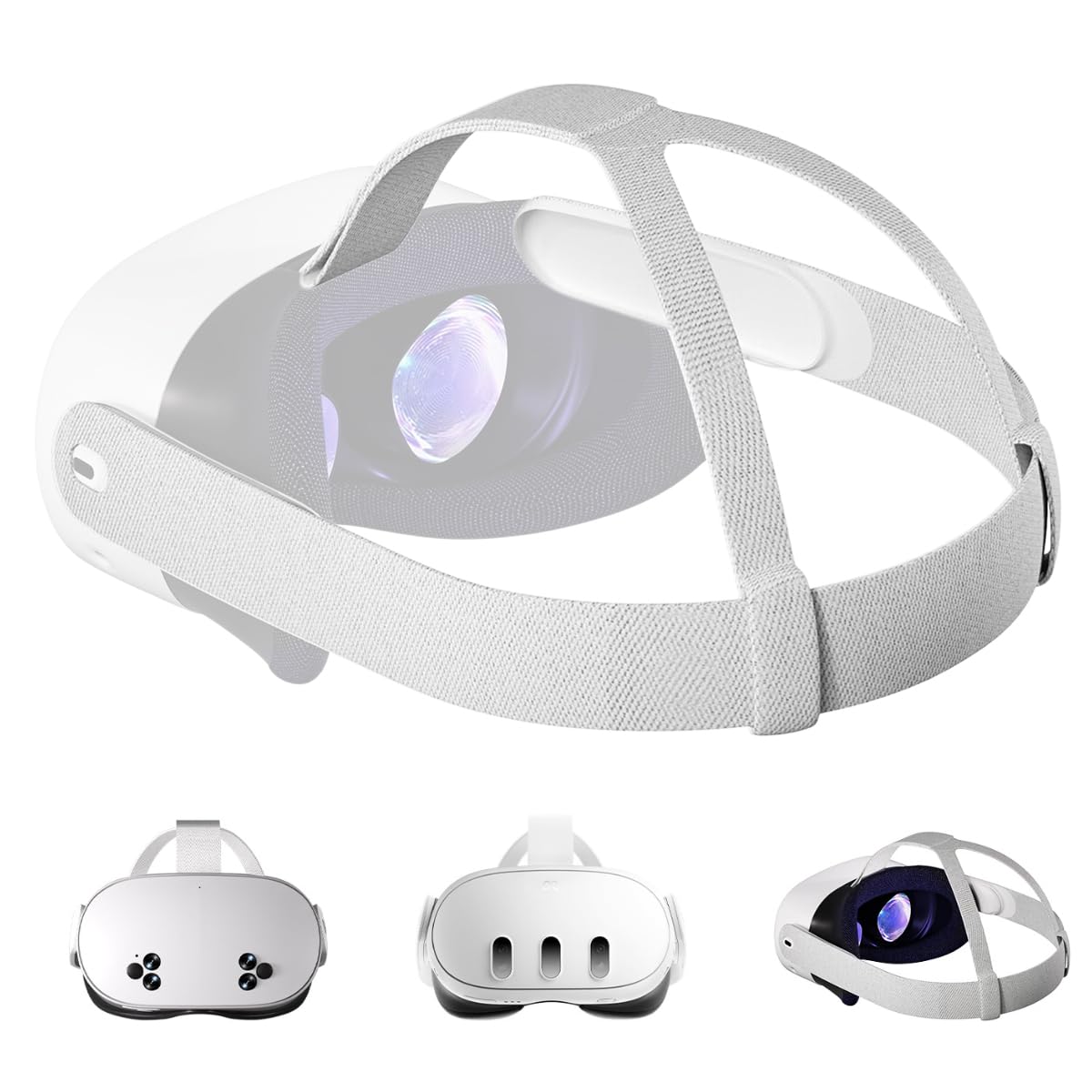 ZORBES® Compatible with Meta Quest 3/3S, VR Headset Head Strap Adjustable VR Headset Stretchy Nylon Webbing Strap for Gaming Snug Fit Enhanced Support Headband