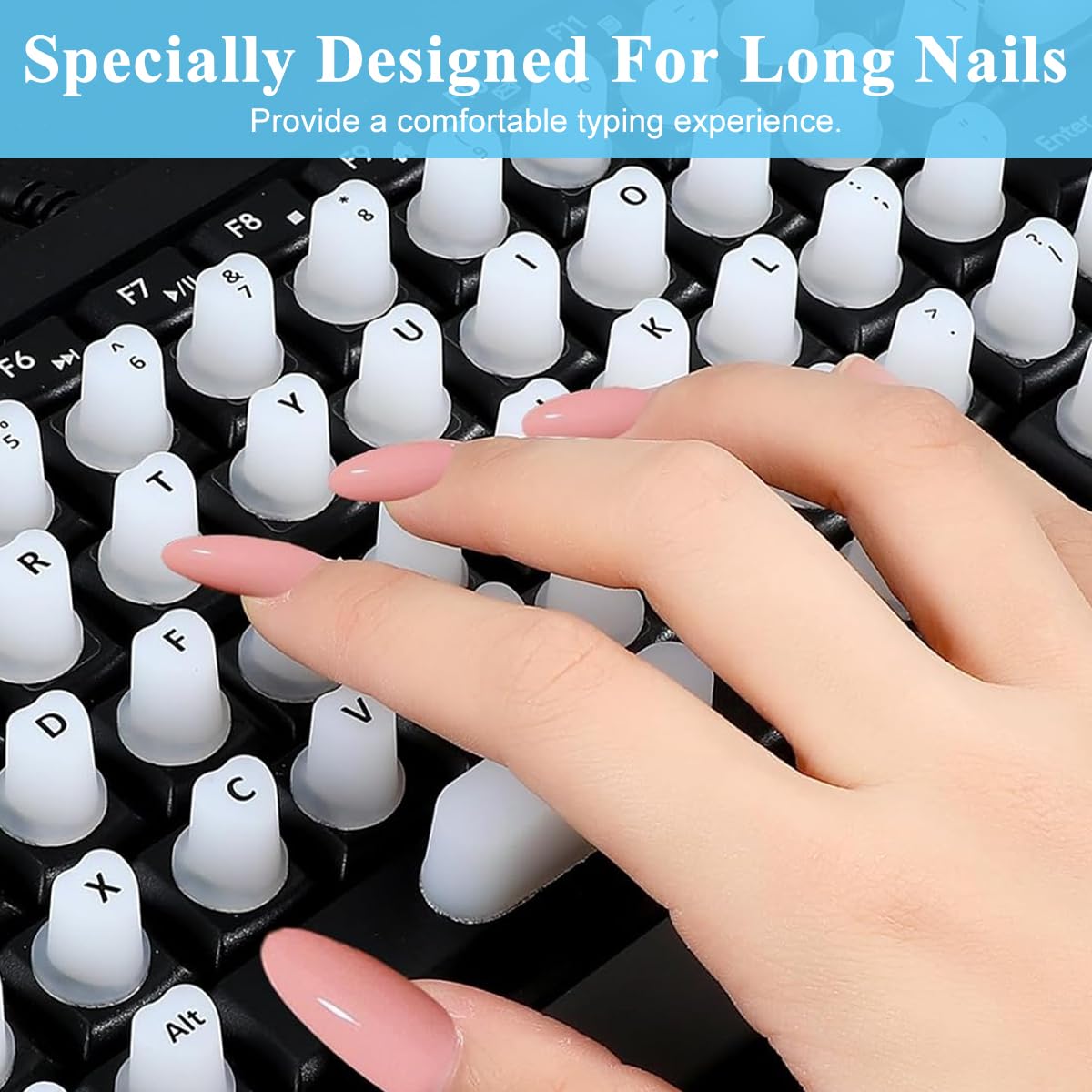 ZORBES Raised Key Stickers for Long Nails