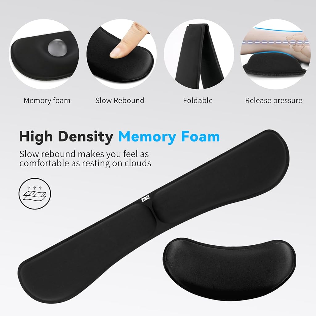 ZORBES® Ergonomic Gel Memory Foam Keyboard Wrist Rest & Mousepad Rests for Computer,Silky Wrist Rest for Typing,Laptop and Mouse Desk Pads Support Hand and Arm 2 Piece Pad Office Travel-Black