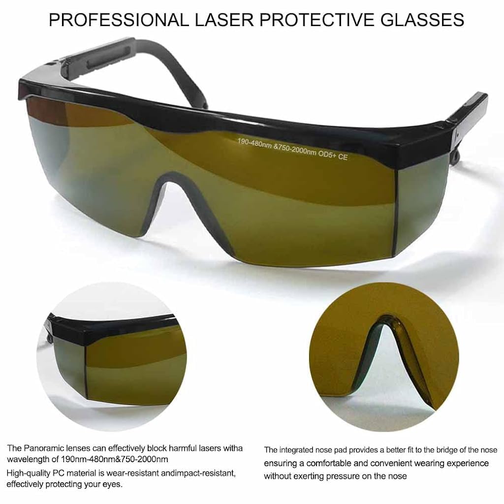 Serplex® Laser Safety Glasses, IPL 190-480nm/ 750-2000nm Laser Goggles IPL Eye Protection Goggles For Beauty Machine, Electric Hair Remover, With Wipe Cloth & Glasses Box, Green
