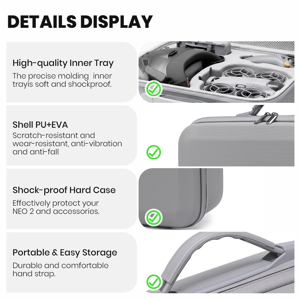 ZORBES® Compatible with Neo 2 Drone, Drone Travel Case Bag Accessories Storage Bag PU Waterprooof Zip -up Carrying Bag with Shoulder Strap Shockproof Custom-fit Storage Bag (Case Only)