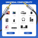 Verilux Aux Cable for Speakers with 9.8 ft Length and Gold Plated Connectors | Nylon Braided