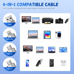 Verilux 4 in 1 Magnetic USB C Cable 3.3ft 100W PD with Nylon Braid | Fast Charging and Data Transfer