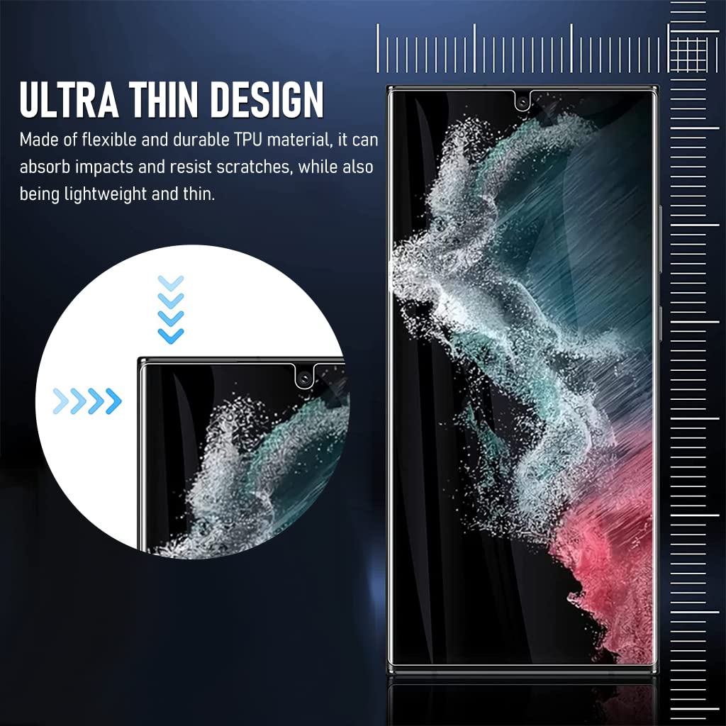 ZORBES® [2+2 Pack for S22 Ultra Screen Protector with Camera Lens Protector, Privacy Screen Protector for Samsung S22 Ultra, Flexible Anti-Spy TPU Film for Samsung Galaxy S22 Ultra 5G (6.8 Inch)