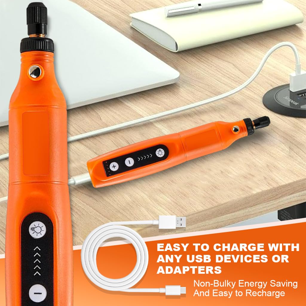 Verilux® Mini Cordless Rotary Tool, 5-Speed and USB Charging Rotary Tool Kit with Accessories & Carrying Case, Multi-Purpose 3.7V Polishing Tool for Sanding, Polishing, Drilling, Engraving, DIY Crafts