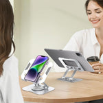 ZORBES® Laptop Stand Tablet Laptop Riser for 4.7"-12.9" Laptop 360 ° Rotatable Laptop Holder with Adjustable Height & Tilt Anti-skid Laptop Riser with Better Air Cooling, Folding Laptop Riser, Silver
