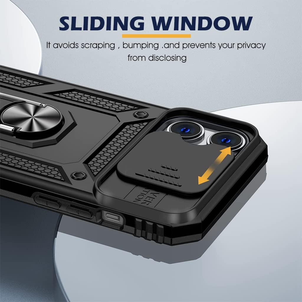 ZORBES® Phone Case With Stand for iPhone 13 Case, iPhone 13 Cover with Camera Protection, Shockproof Heavy Duty Protective iPhone 13 Case, TPU iPhone 13 Back Cover with Slide Camera Cover