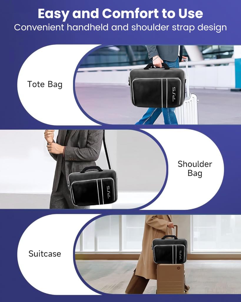 Verilux Carrying Case for PS5 with 42x16x28 cm Large Capacity and 600D Oxford Protection