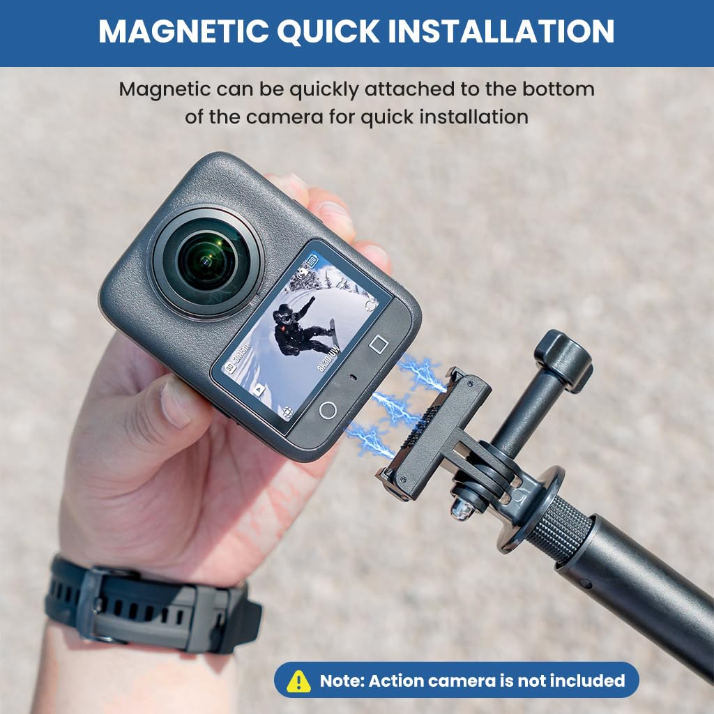 ZORBES® Compatible with DJI Action 6/OSMO Nano, Magnetic Action Camera Mount Adapter Quick Release Magnetic Action Camera Holder for Mounting Accessories, Attachable Tripod, Stable Filming