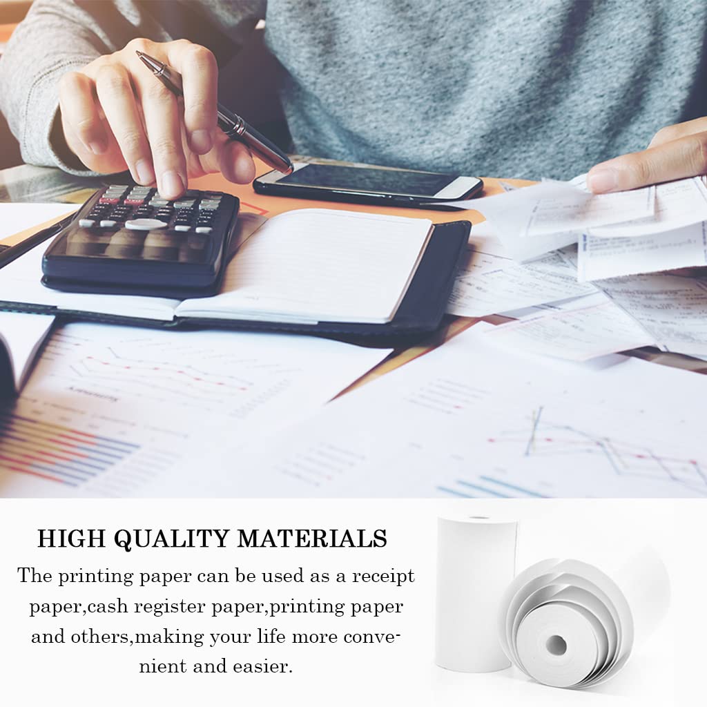 ZORBES® Thermal Printer Paper Roll 15PCS White Self-Adhesive Printing Sticker for Mini Printer Cash Register POS Machine 57mm x 25mm