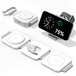 ZORBES® 3 in 1 Magnetic Foldable Mag-Safe Compatible Wireless Charger, Fast Wireless Charger Dock, Travel Charging Pad for iPhone 17 16 15 14 13 12 Pro Max Plus Watch Series & Air-Pods 4/3/2/Pro