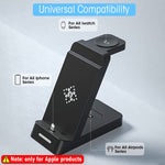 ZORBES® Charging Station for iPhone, for Airpods, for iwatch, 3-in-1 Charger Station with Power Adapter, Fast Wireless Charger Stand for 14/13/12/11/iPhone X/SE Series, Airpods, AirPods Pro, iwatch