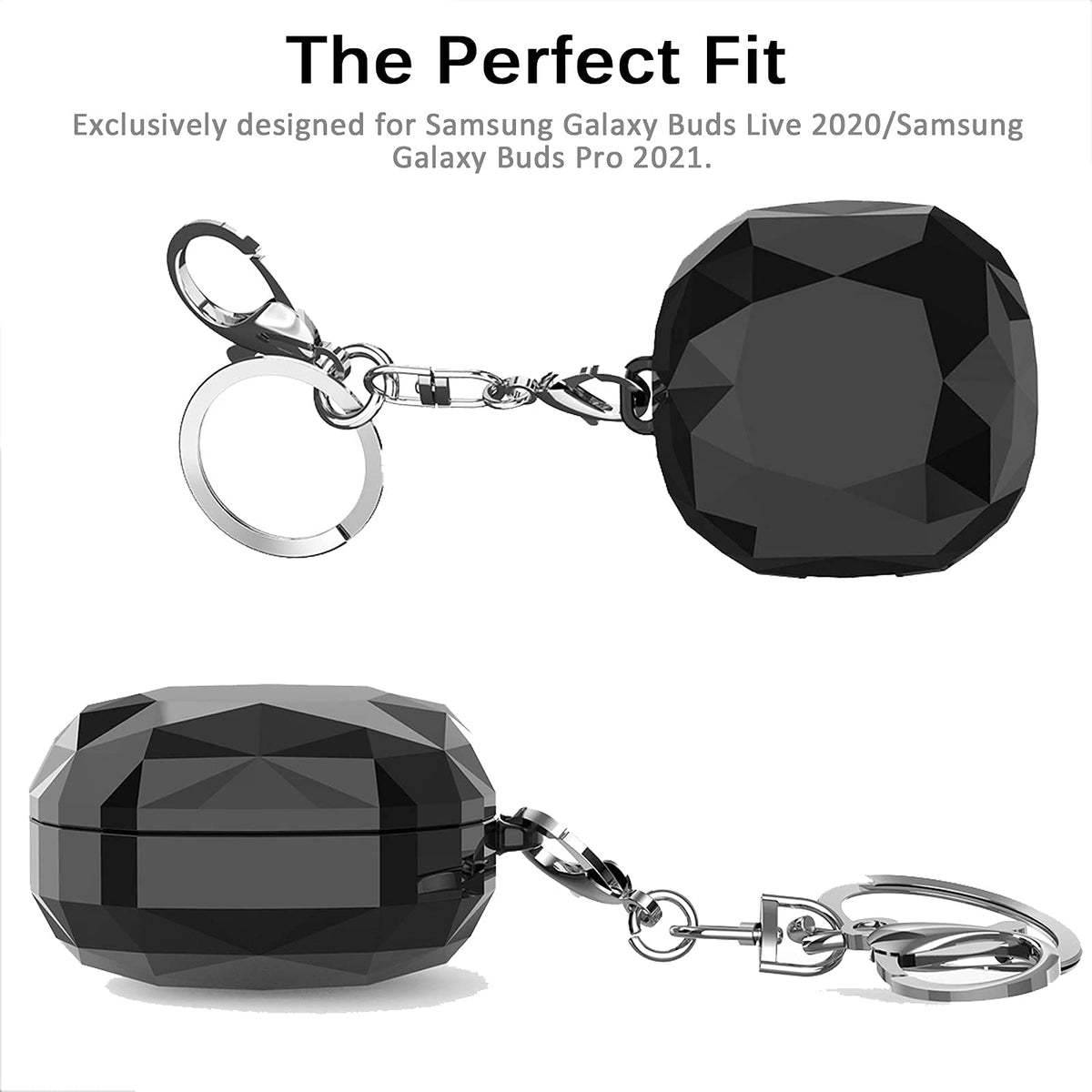 ZORBES® Fashion Hard Protective Cover for Samsung Galaxy Buds Pro(2021),Galaxy Buds 2,Galaxy Buds Live (2020),Shockproof for Geometric Diamond Cut Design (Without Earphone, Seperate Pieces Design)