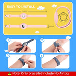 ZORBES® AirTag Bracelet for Kids, 2 Packs Silicone Watch Bands with Upgraded Studs Anti-dropping Bracelet Wristband for Children, Airtag Watch Band Kids Compatible with AirTag, Only bracelet Include No Airtag