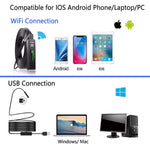 Verilux Endoscope Camera with 1200P HD Inspection and IP67 Waterproof WiFi Borescope 5m Cable