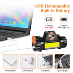 Verilux Head Light for Camping and Hiking with Dual XPE and COB Beams | 300m Zoomable Rechargeable Torch