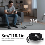 Verilux Type C to Micro USB Cable for Fast Charging with 9.8 ft Length and Nylon Braided Design