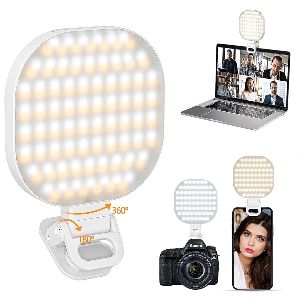 ZORBES® 142 LED Light for Video Shooting, 2000Mah Rechargeable Selfie Light for Mobile Clip Video Light, Adjusted 3 Light Modes, 10 Brightness Levels for Phone Camera, Laptop, Makeup, Conference, Vlog