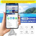 Verilux Flash Drive for iPhone and Android with 256 GB Storage featuring 4 in 1 Connectors | Metal Keychain Design