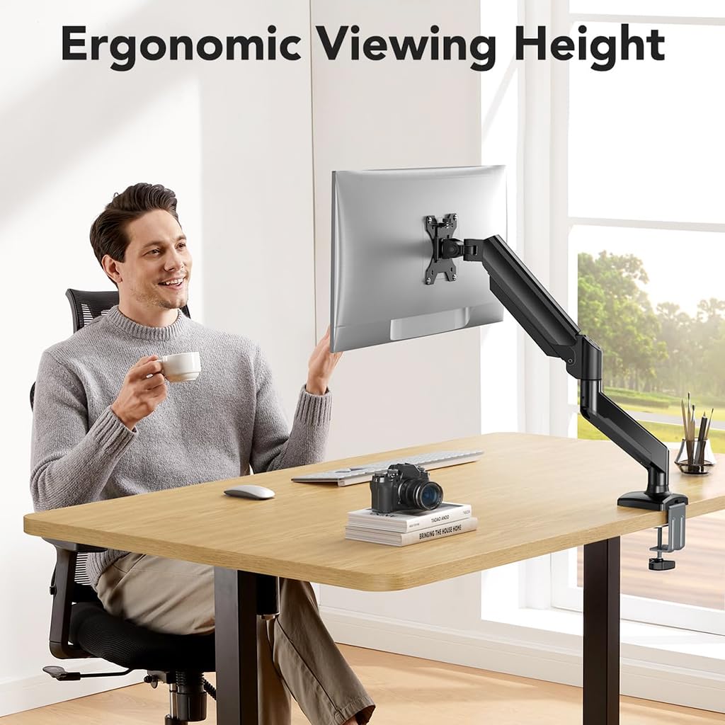 Verilux® Desk Monitor MountAluminum Alloy Monitor Arm Desk Mount with Flexible Arm 360° Rotatable Monitor Screen Mount Screw-Mount Single Monitor Mount for 1332 Screens up to 22 lbs