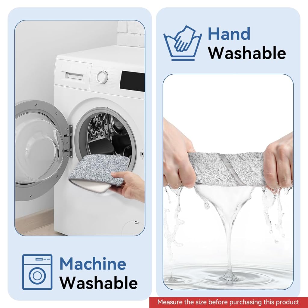 Verilux® 8Pcs Replacement Mop Pads for Floor Flat Mops 12.99''x 4.72'' Wet & Dry Use Stick-on Microfiber Mop Pads Washable Mop Pads Universal Replacement Mop Pads