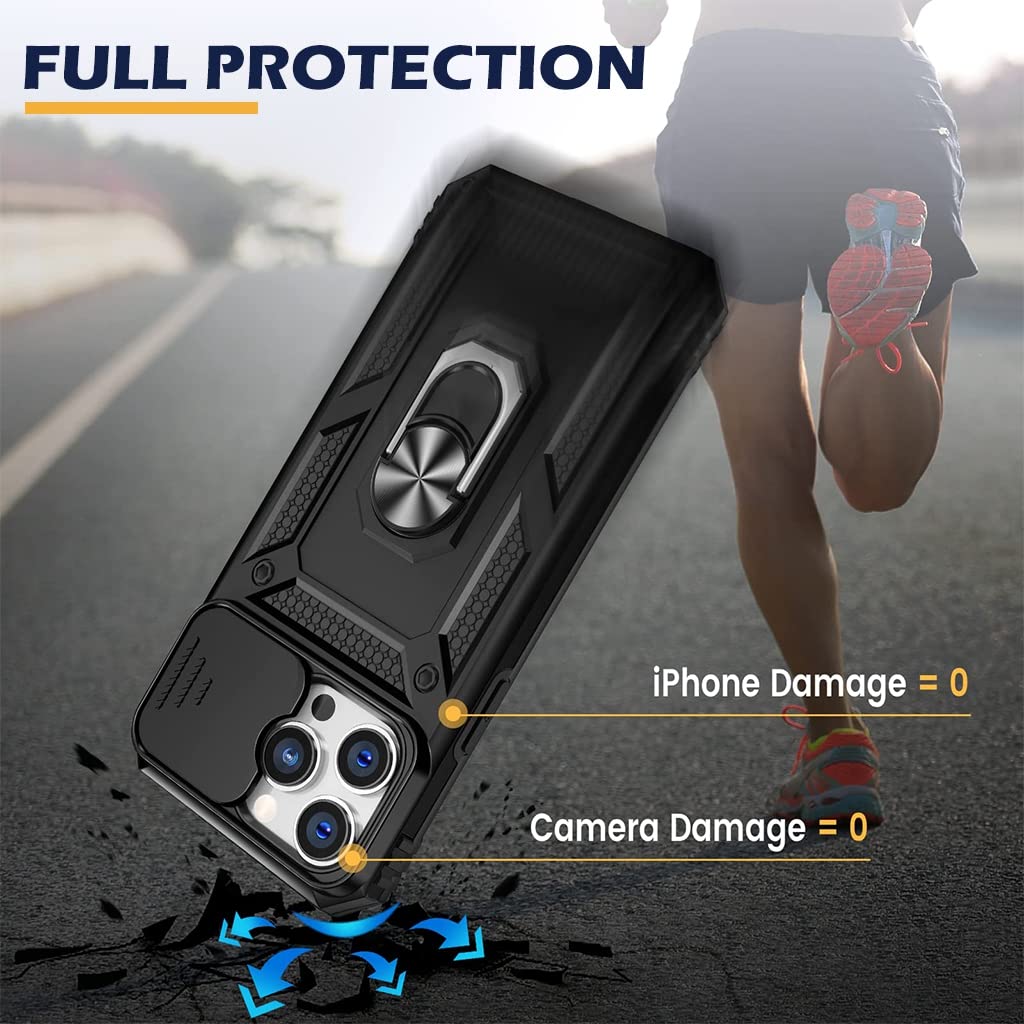 ZORBES® TPU Phone Cover for iPhone 13 Pro Max with Stand Camera Protection Heavy Duty Shockproof Protective Case Back Cover with Slide 3PCS
