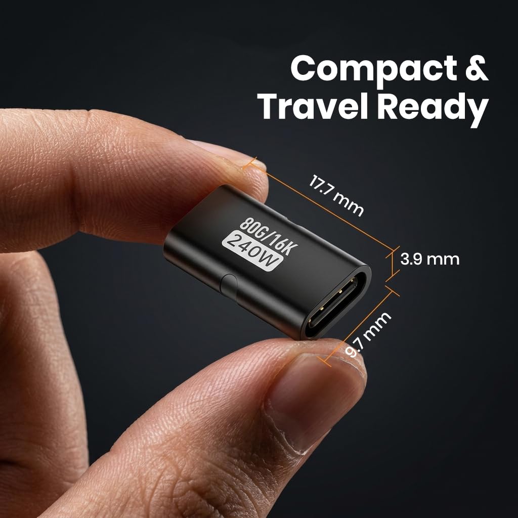 ZORBES 2 Pack USB C Female to Female Adapter 240W 80Gbps USB C Coupler