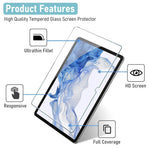 ZORBES® 2 Pack Tempered Glass Screen Protector HD Anti-glare Screen Film Guard for Samsung Galaxy Tab S8 Plus 2022 / Tab S7 FE 2021 / Tab S7 Plus 2020 Release SM-T970 SM-T975 SM-T976, 12.4 Inch