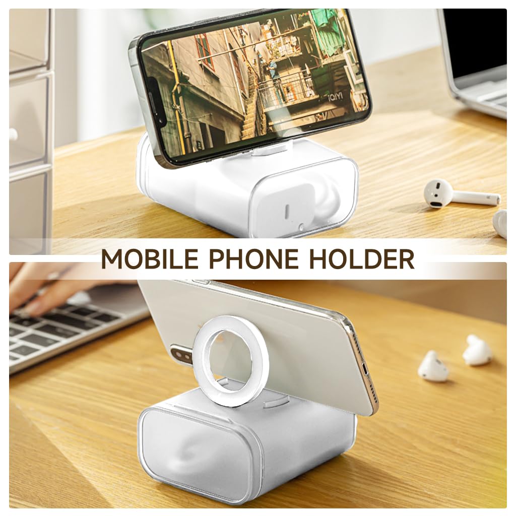 Verilux Travel Cable Organizer for Compact Electronics 7.8x4.9x9.3 cm with Folding Phone Stand