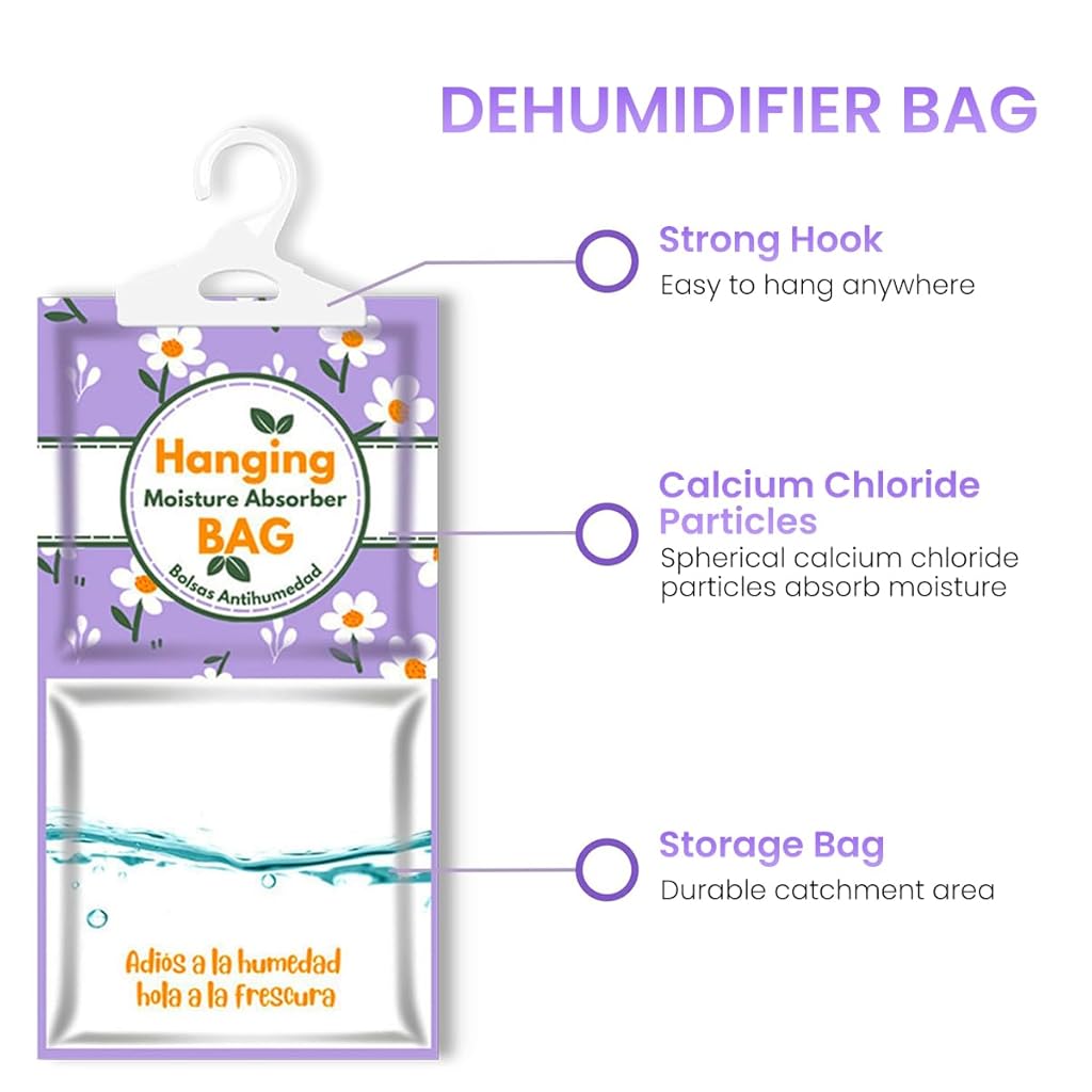 Serplex® 10pcs Moisture Absorber, Hanging Closet Dehumidifier Bags, Humidity Packs, 100g Dehumidifier Bags for Closet, Hanging Humidity Absorber in Wardrobes, Bedrooms, Bathrooms