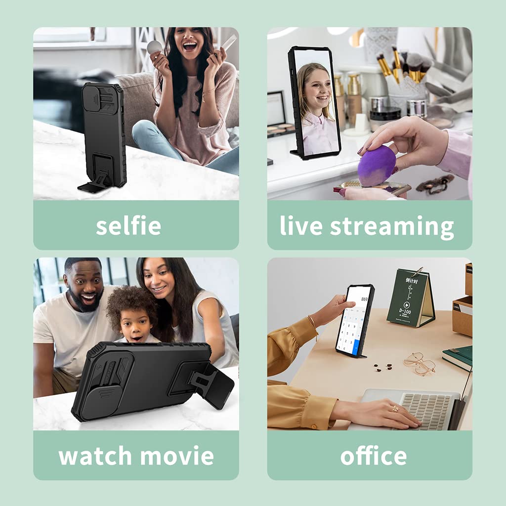 ZORBES® for Samsung S22 Ultra Case with Stand Cover Camera Protection Heavy Duty Shockproof Protective TPU Back 2PCS