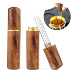 Zeitel® Espressos Coffee Stirrer Pin Tamper 6 Needles Ground Coffee Stirrer 0.4mm Fine Pin Tamper for Espresso Coffee Making Natural Wooden Handle Pin Coffee Tamper