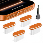 ZORBES® 4Pcs Type C Dust Plugs, Silicone Type C Dust Plugs with Metal Cap, Includes Cleaning Brush, Orange